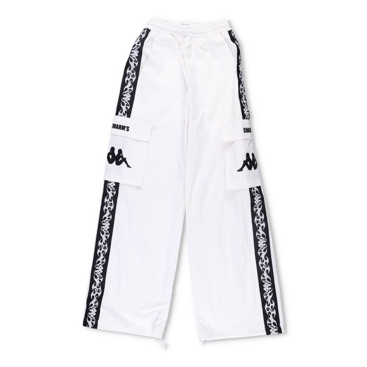 CHARMS x KAPPA Womens Track Pants White Black Trousers Logo Size S RRP 150