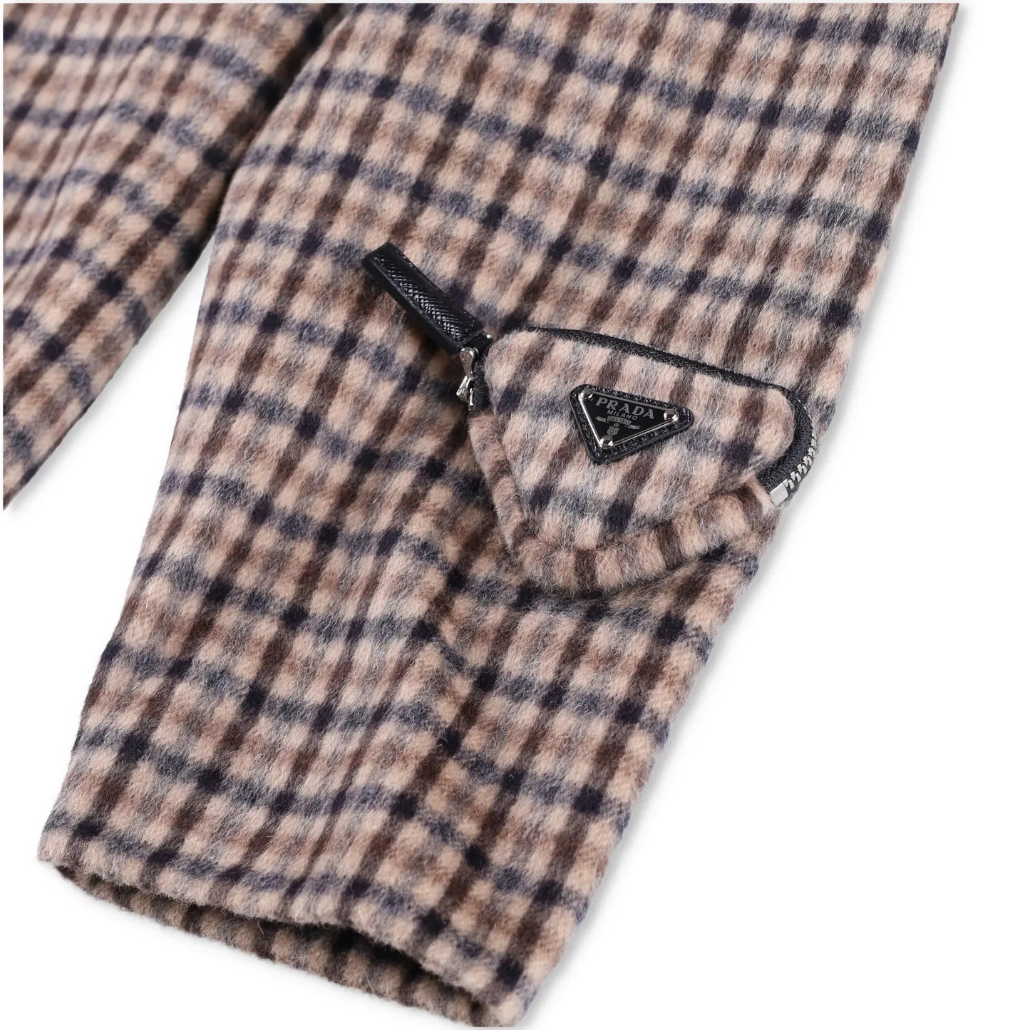 PRADA Womens Blouse V-Neck Long Sleece Check Pattern Brown Size 44 RRP 2830 — View 7