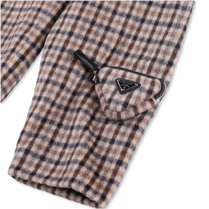 PRADA Womens Blouse V-Neck Long Sleece Check Pattern Brown Size 44 RRP 2830 — View 7