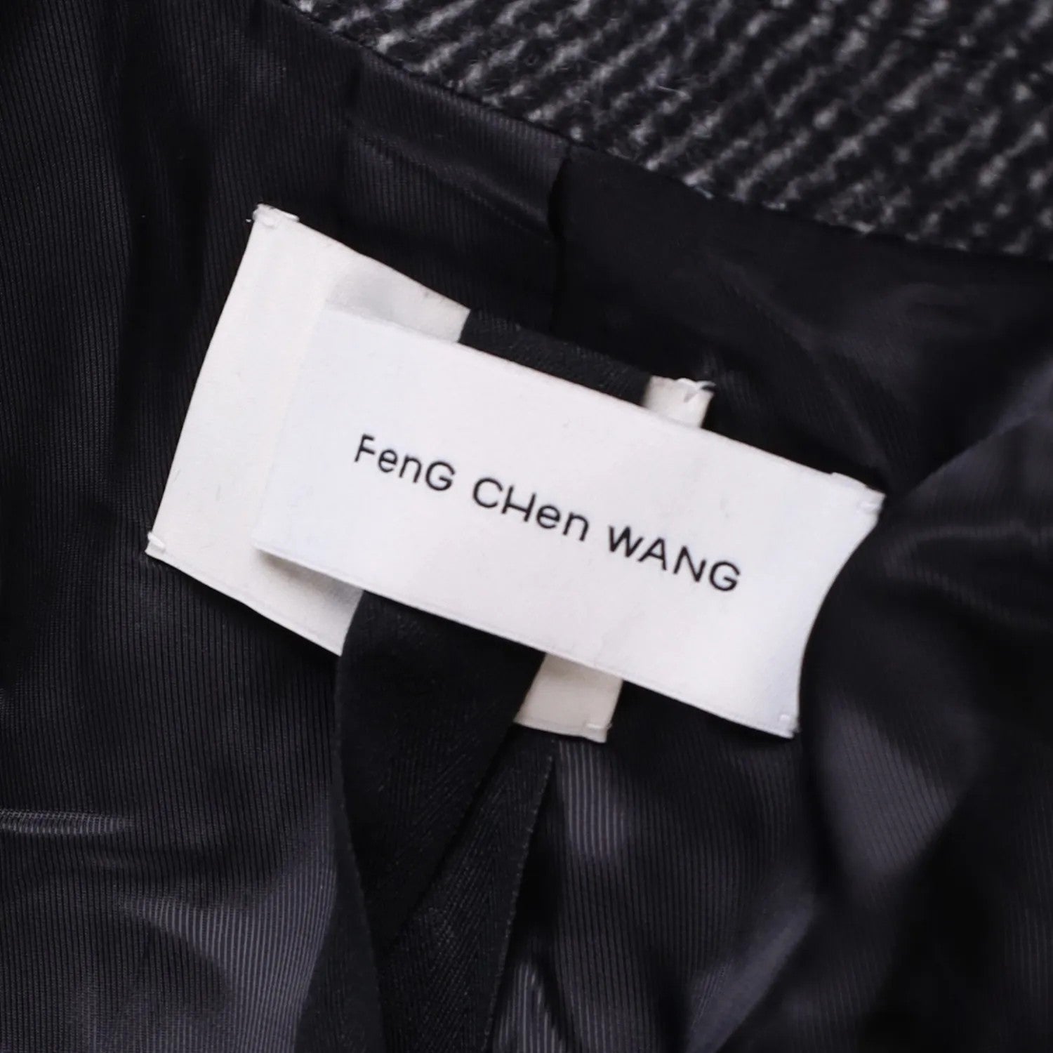 FENG CHEN WANG Mens Multi Flannel Stripe Overcoat Black Grey Size XL RRP 1275 — View 9