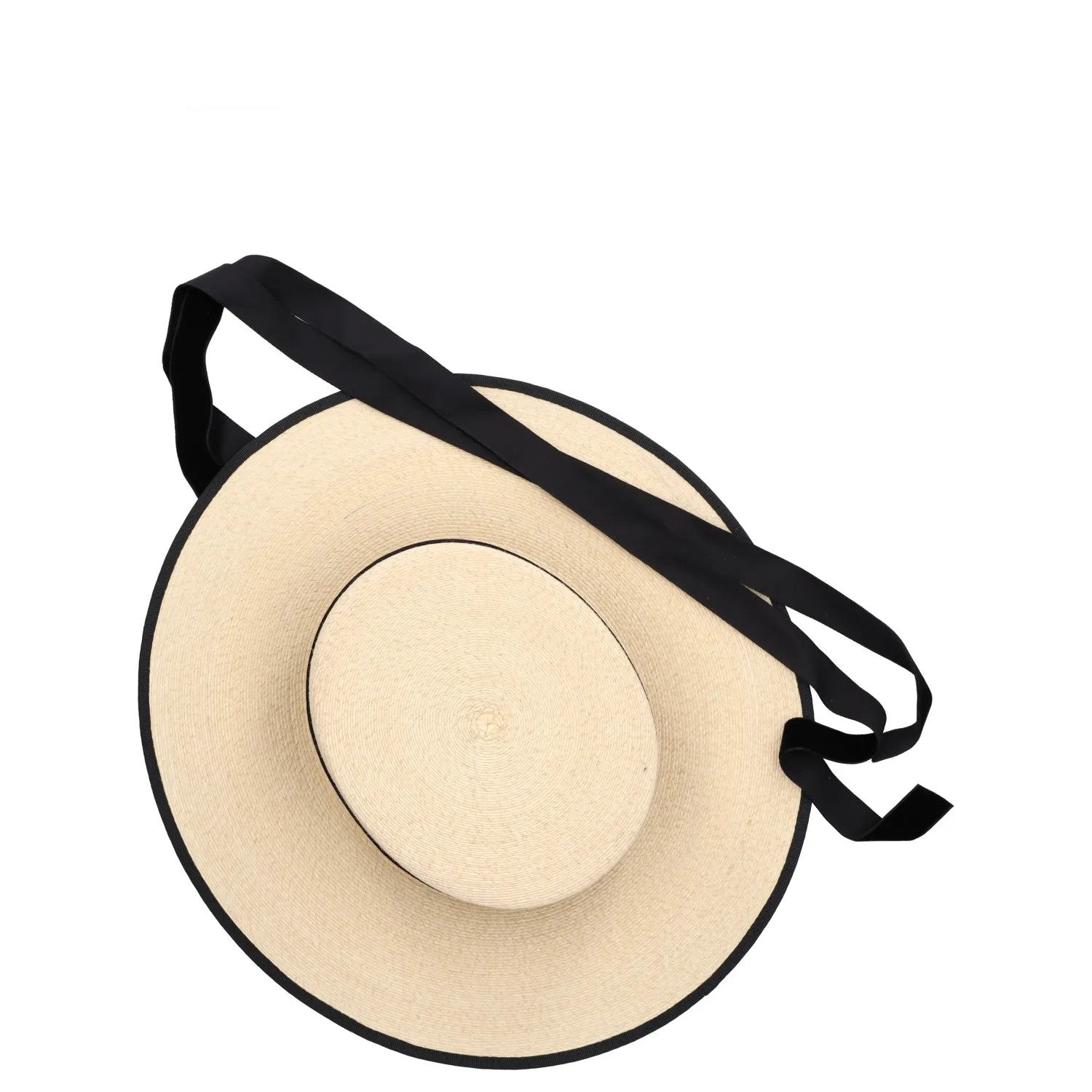 ELIURPI Womens Hat Beige Straw Boater Hat Black Strap Summer Size M RRP 300 — View 7