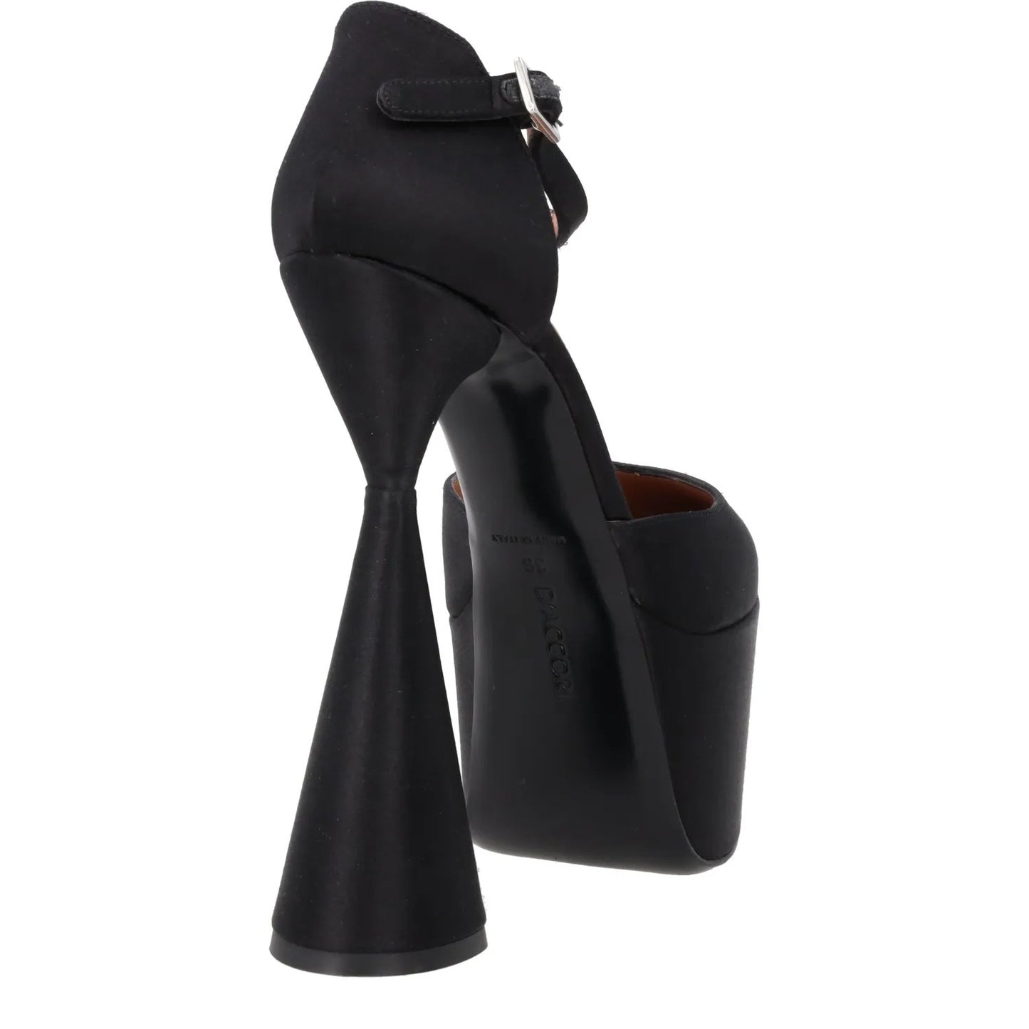 DACCORI Womens Black Satin Strappy Sandal Platform Pump 150 EU Size 38 RRP 950 — View 6