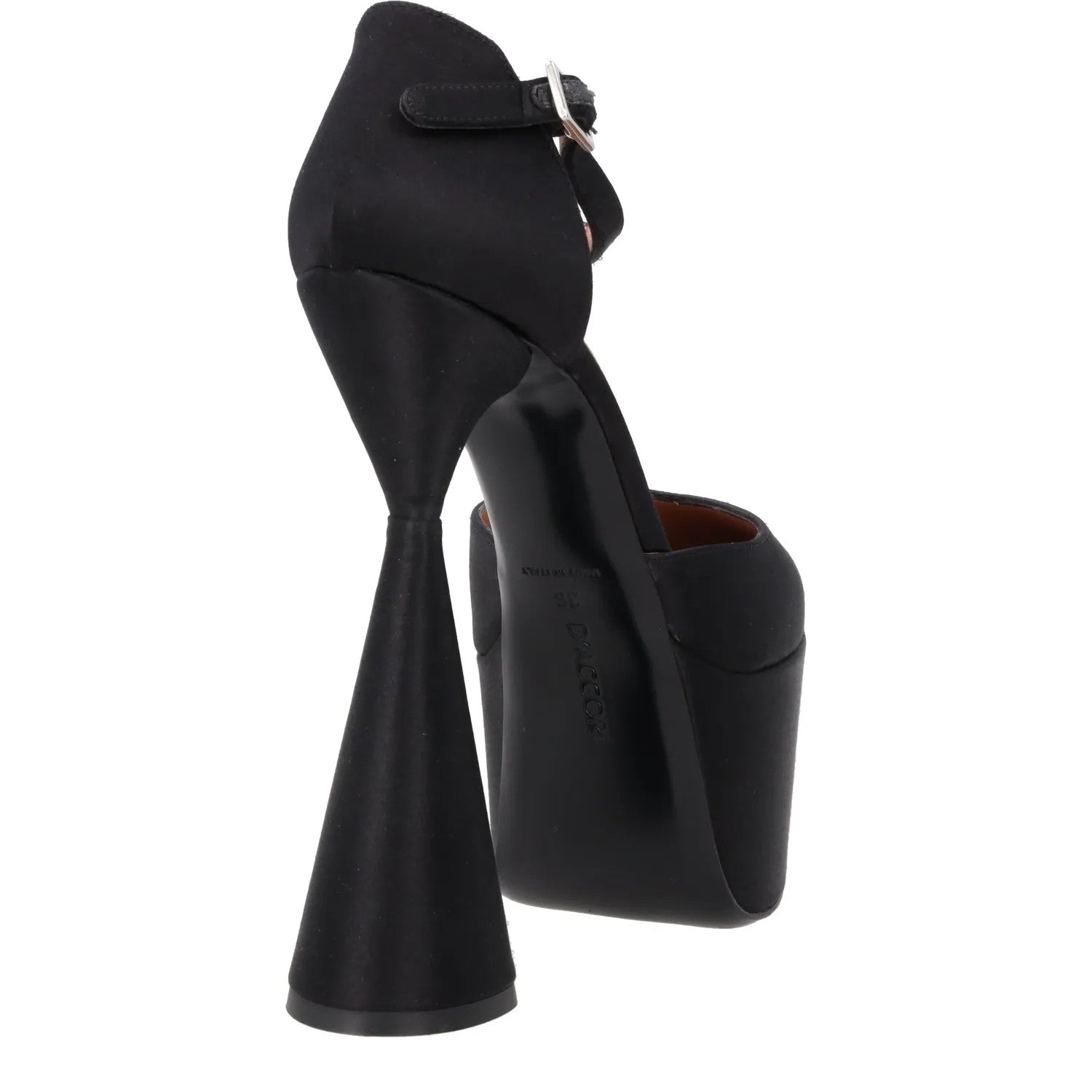 DACCORI Womens Black Satin Strappy Sandal Platform Pump 150 EU Size 38 RRP 950 — View 6