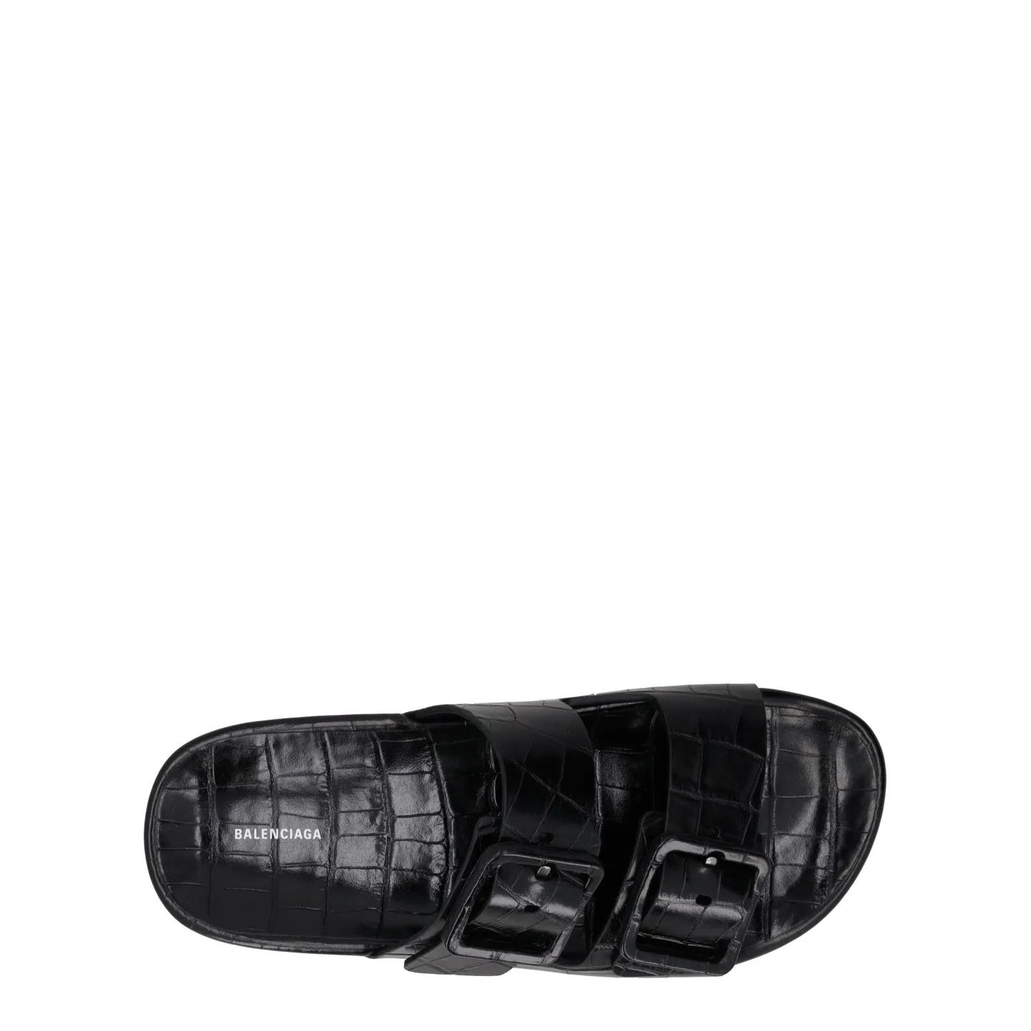 BALENCIAGA Womens Slider Sandals Buckle Comfort Black Leather UK 7 RRP 490 — View 7