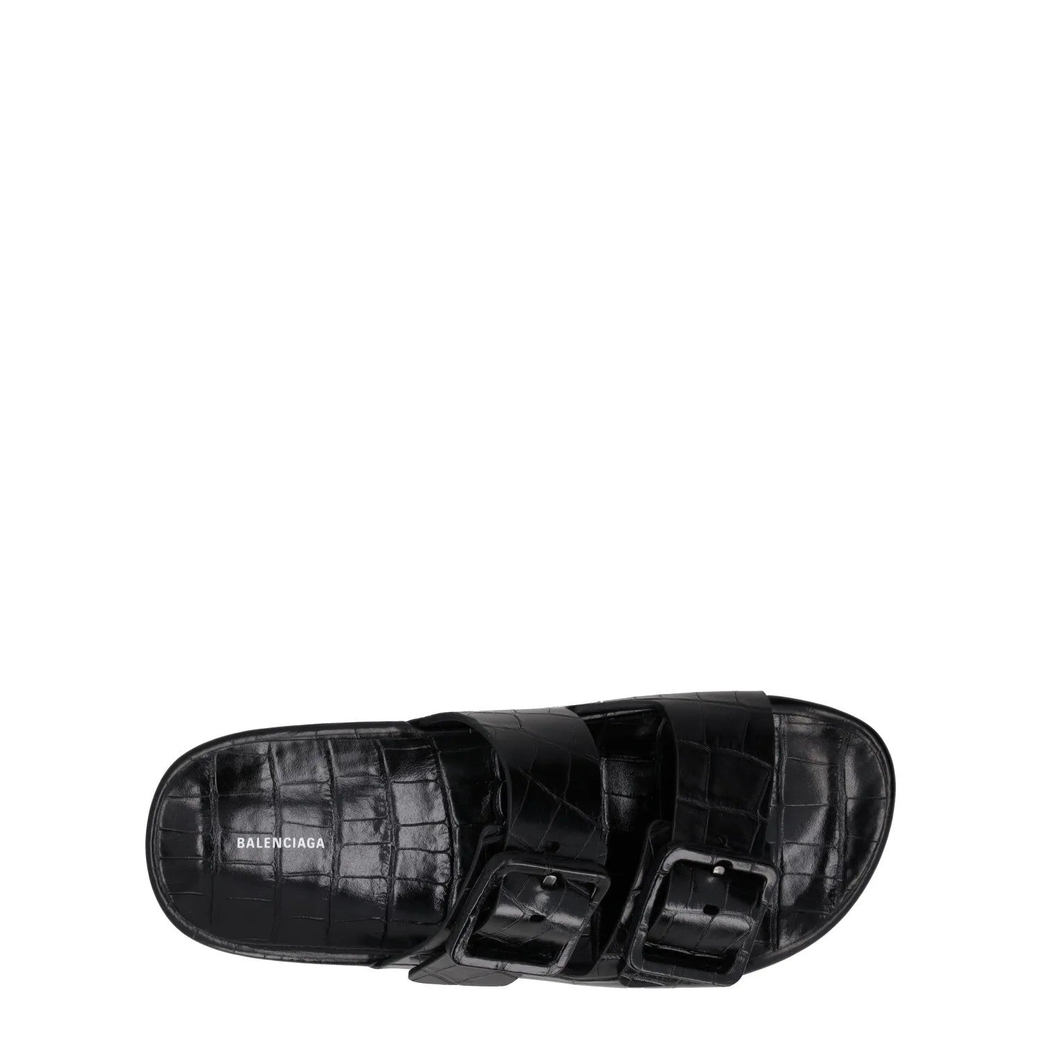 BALENCIAGA Womens Slider Sandals Buckle Comfort Black Leather UK 7 RRP 490 — View 7