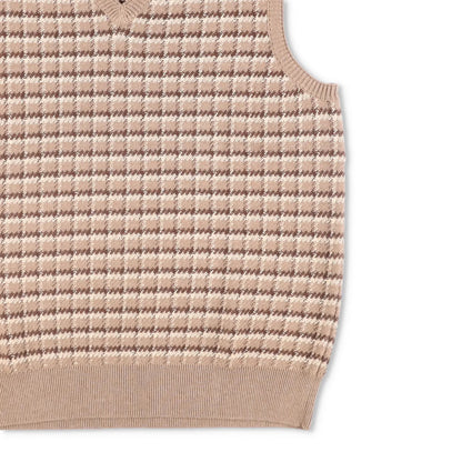POLO Mens Knit Vest Beige Brown Check Pattern V-Neck Sleeveless Size M RRP 145 — View 4