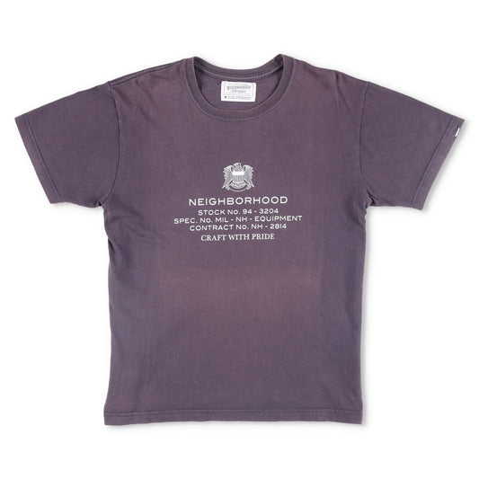 NEIGHBOURHOOD Mens T-Shirt Purple Cotton Crew Neck Short Sleeve Logo M RRP 90