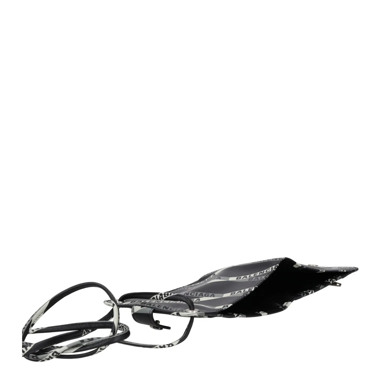 BALENCIAGA Womens Black Leather Crossbody Bag Logo Print Glossy Finish S RRP 525 — View 4