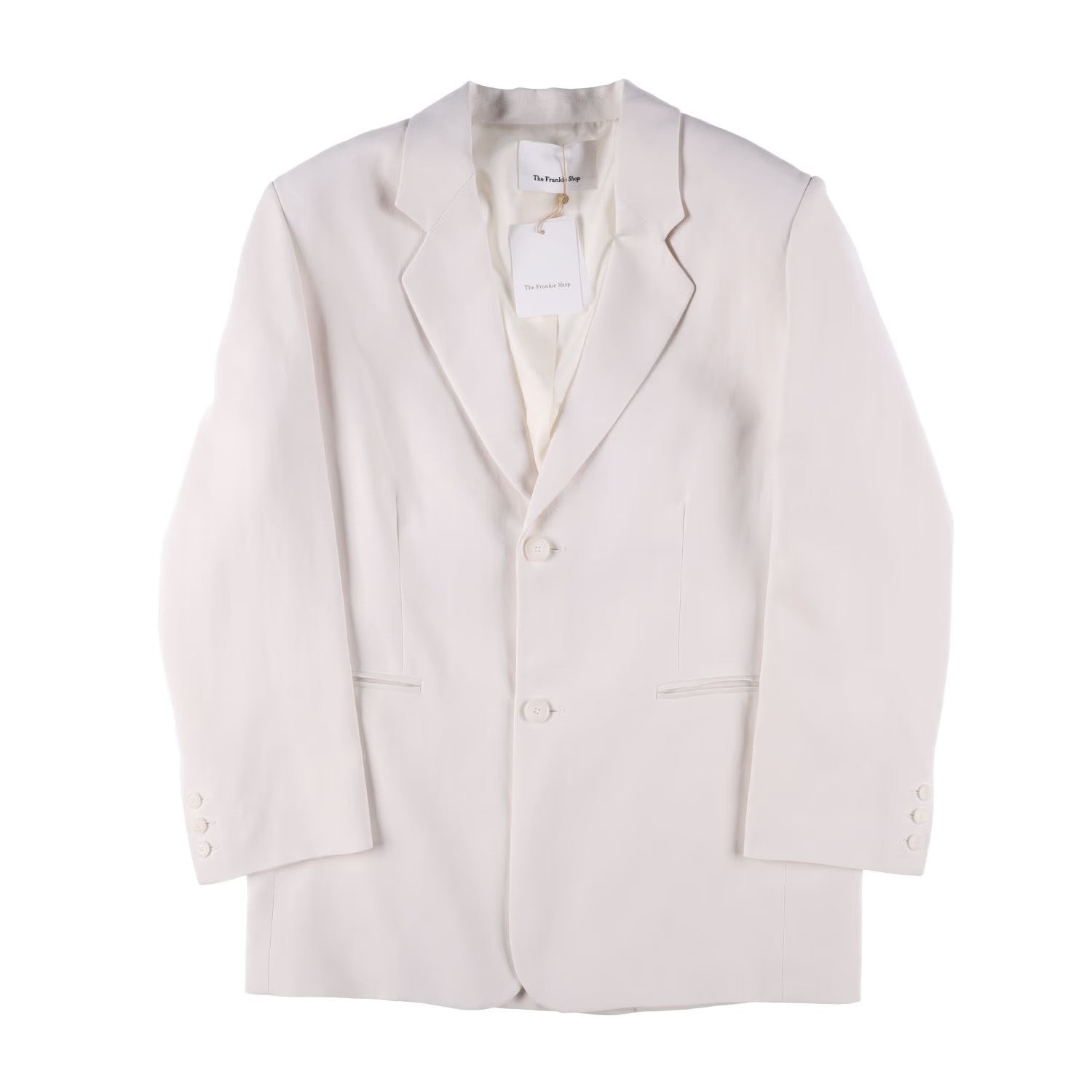 FRANKIE SHOP Womens Aiden Single Breasted Blazer Linen White Size S RRP 350