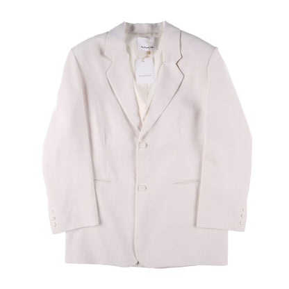 FRANKIE SHOP Womens Aiden Single Breasted Blazer Linen White Size S RRP 350