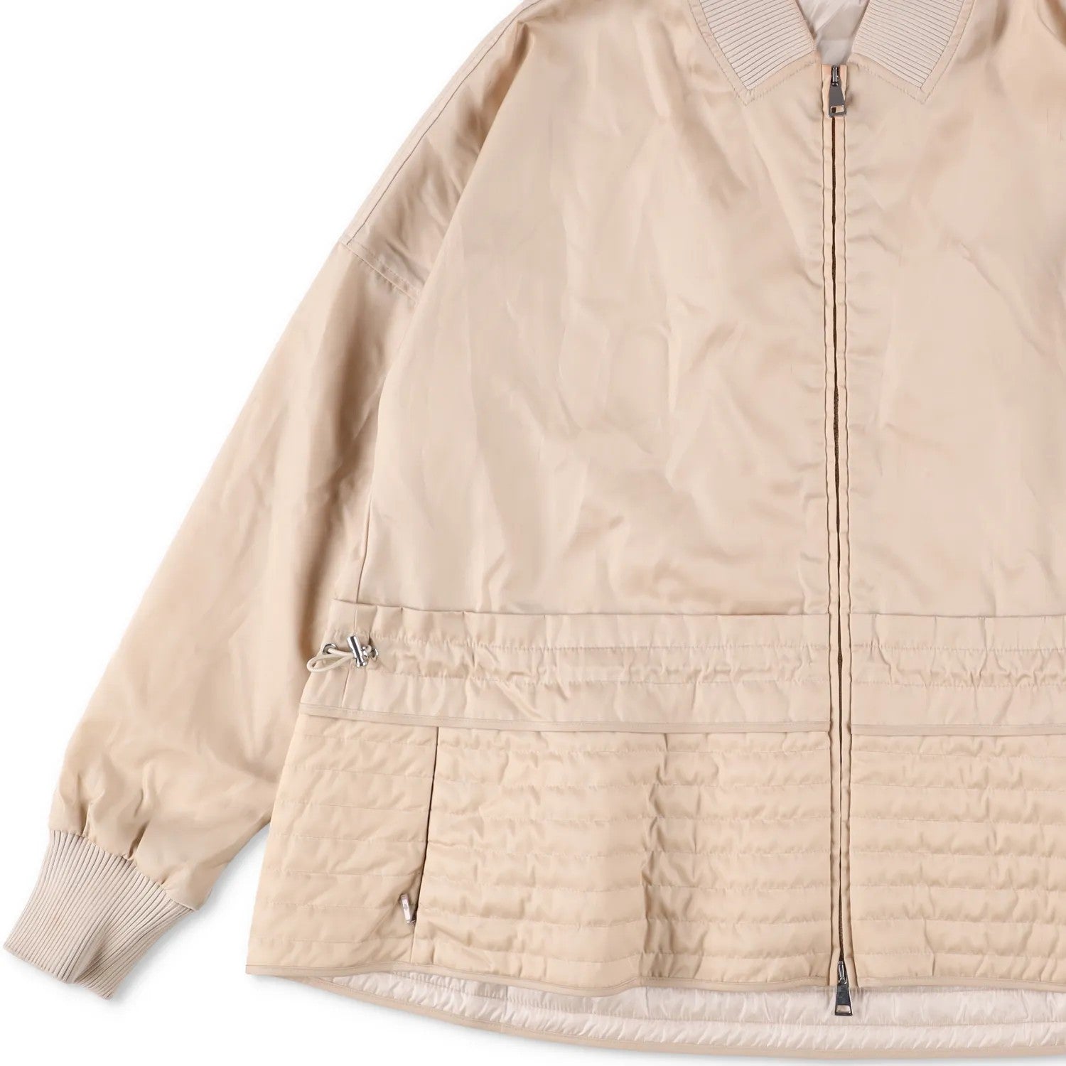 MONCLER Womens Bomber Jacket Beige Nylon Long Sleeve Quilted Zip RRP 1200 — View 4
