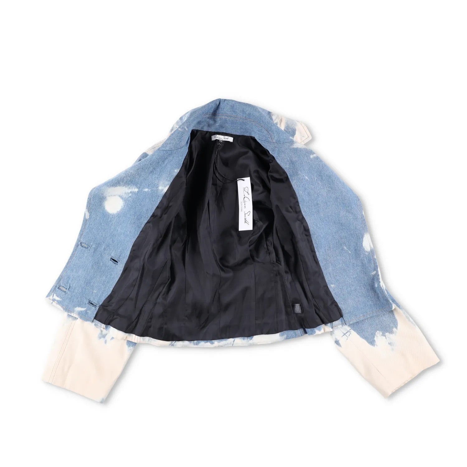LA QUAN SMITH Womens Denim Jacket Multicoloured Relaxed Fit Size XS RRP 300 — View 8