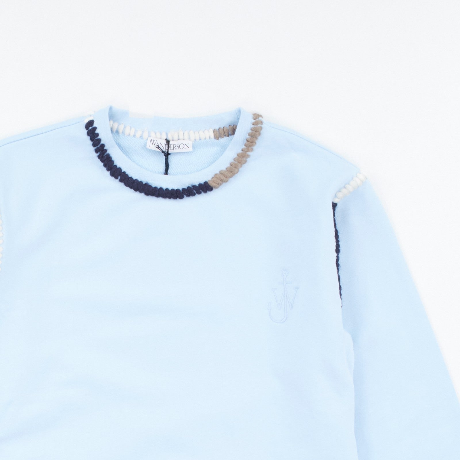 JW ANDERSON Asymmetric Contrast Stitch Crew Sweat Cotton Womens Blue L RRP245 — View 3