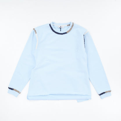 JW ANDERSON Asymmetric Contrast Stitch Crew Sweat Cotton Womens Blue S RRP245