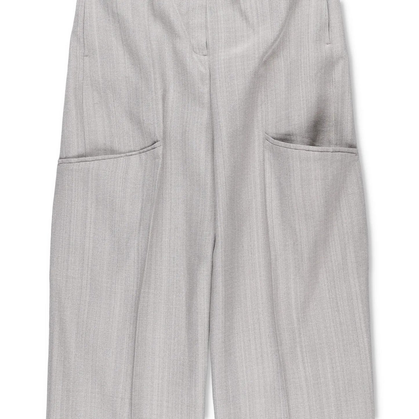 JACQUEMUS Womens Wide Leg Trousers Grey Silk Blend Pockets Size 40 RRP 300 — View 3