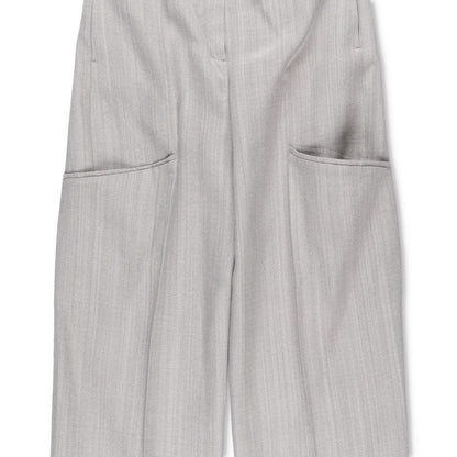 JACQUEMUS Womens Wide Leg Trousers Grey Silk Blend Pockets Size 40 RRP 300 — View 3