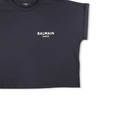 BALMAIN Womens T-Shirt Small Logo Cropped Short Sleeve Crew Neck Black XL RRP295 — View 4