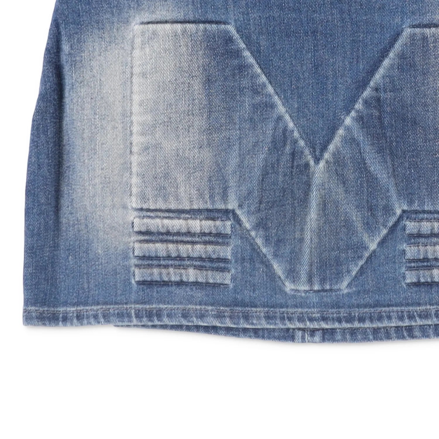 MOWALOLA Womens Embossed Denim Mini Skirt Blue Short Light Wash Size S RRP 320 — View 3