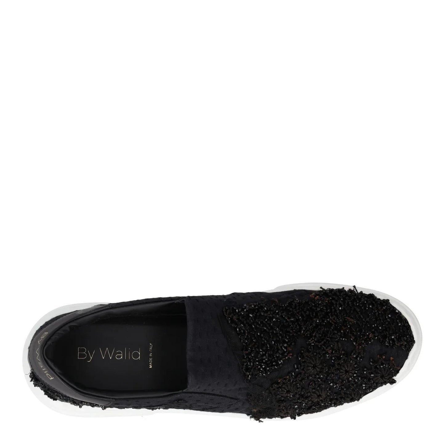 BY WALID Womens Flat Shoes Slip On Black Leather White Sole UK 11 RRP 720 — View 7