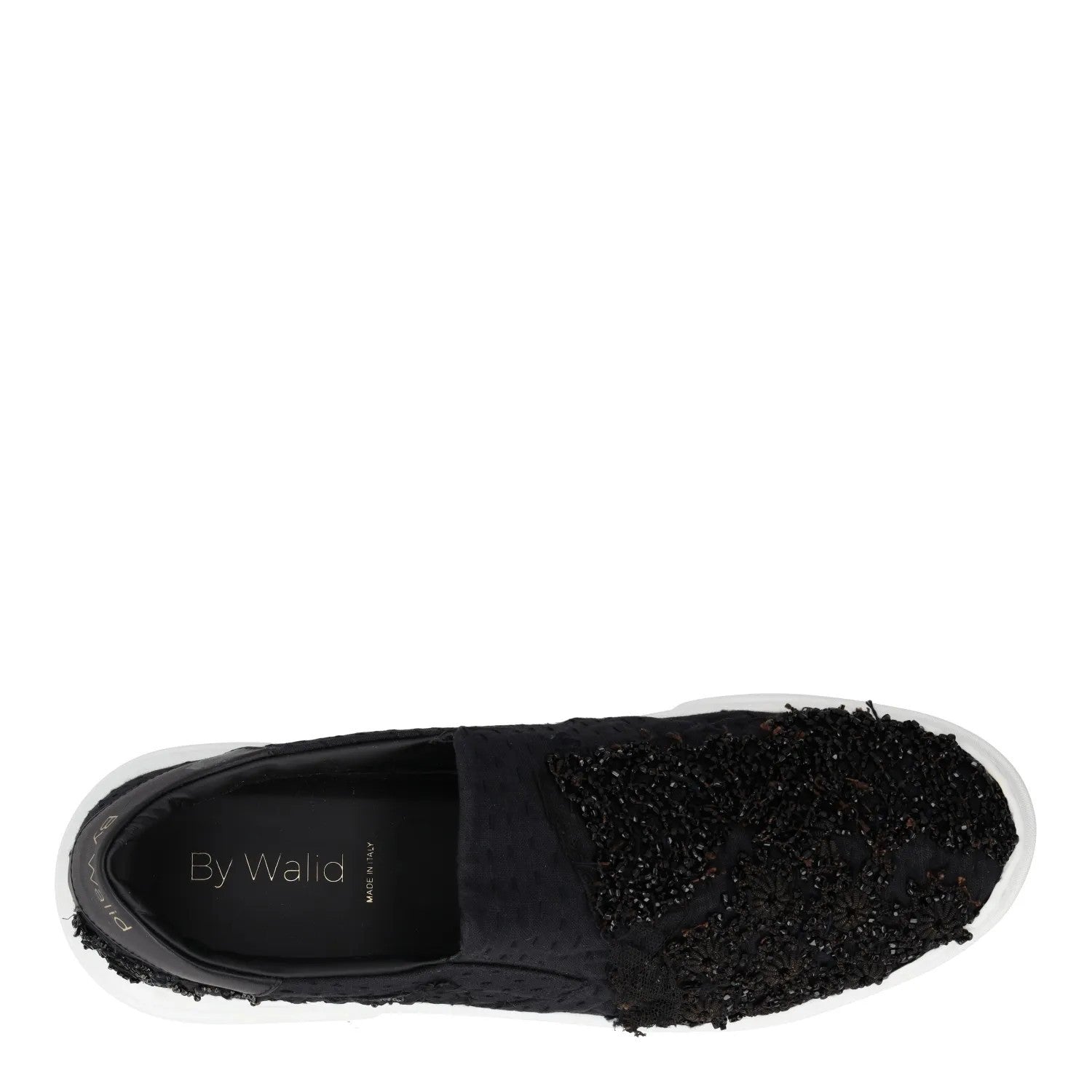 BY WALID Womens Flat Shoes Slip On Black Leather White Sole UK 11 RRP 720 — View 7