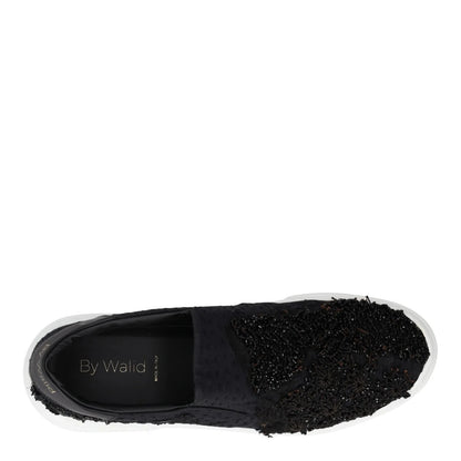 BY WALID Womens Flat Shoes Slip On Black Leather White Sole UK 11 RRP 720 — View 7