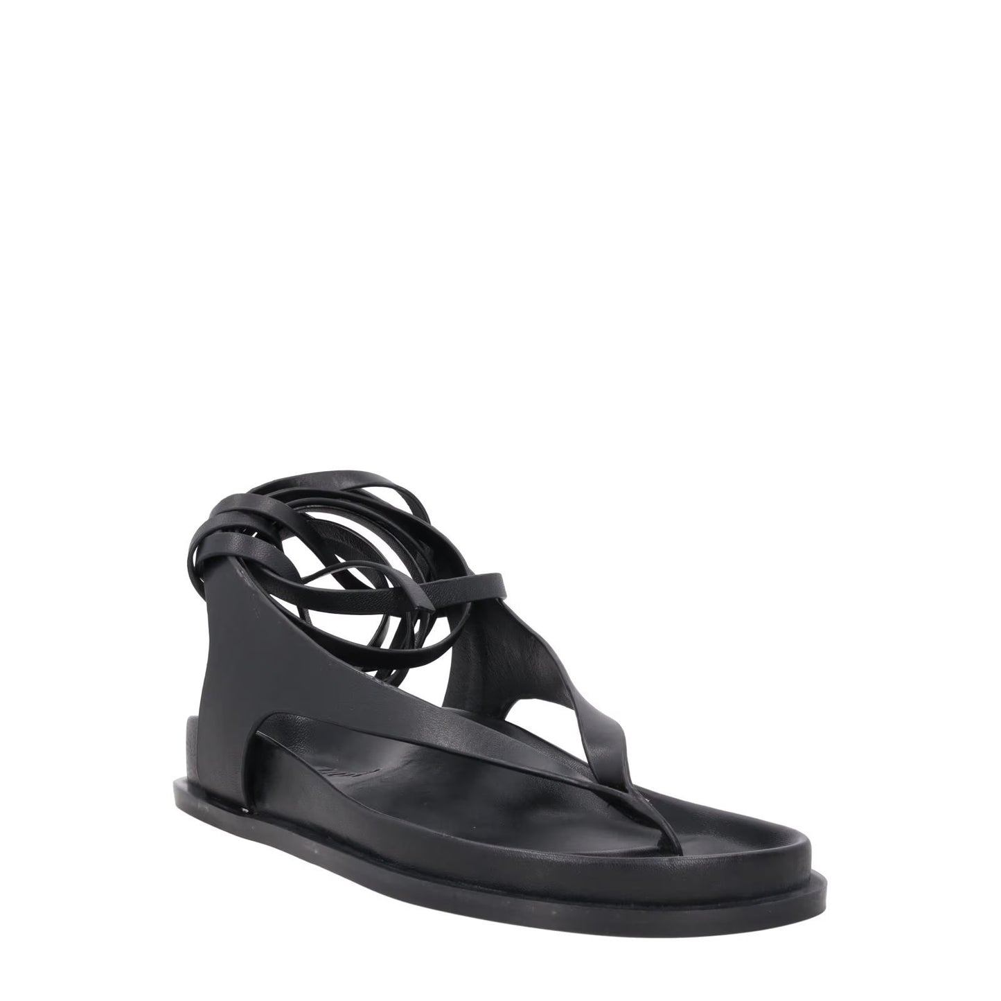 AEMERY Womens Shel Flat Thong Sandal Leather Black Ankle Tie Comfort UK 4 RRP157 — View 2