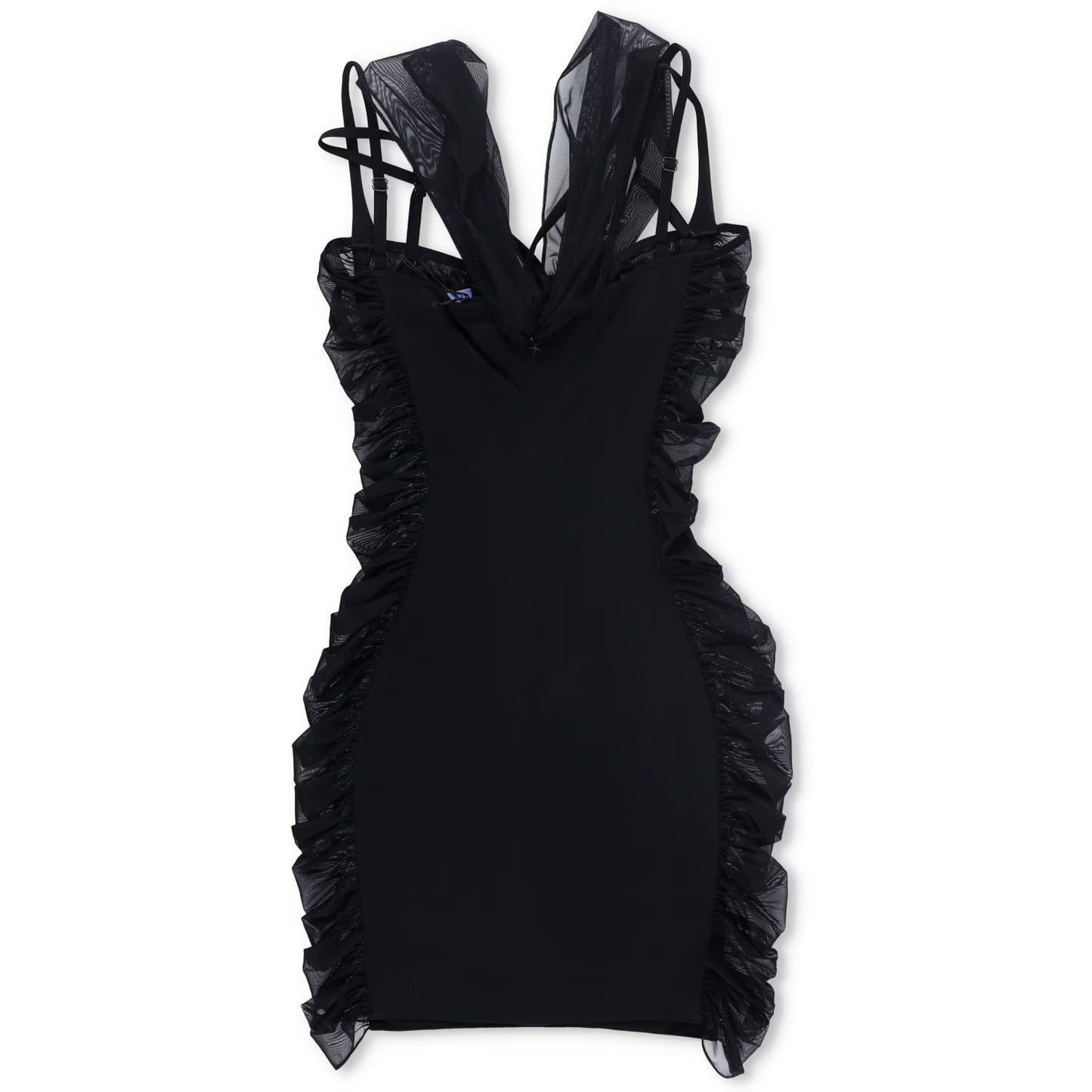 MUGLER Womens Mini Dress V-Neck Sleeveless Black Ruched Size 40 RRP 1475 — View 6