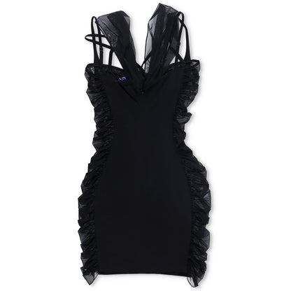 MUGLER Womens Mini Dress V-Neck Sleeveless Black Ruched Size 40 RRP 1475 — View 6