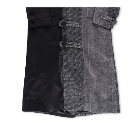 FENG CHEN WANG Mens Multi Flannel Stripe Overcoat Black Grey Size XL RRP 1275 — View 6