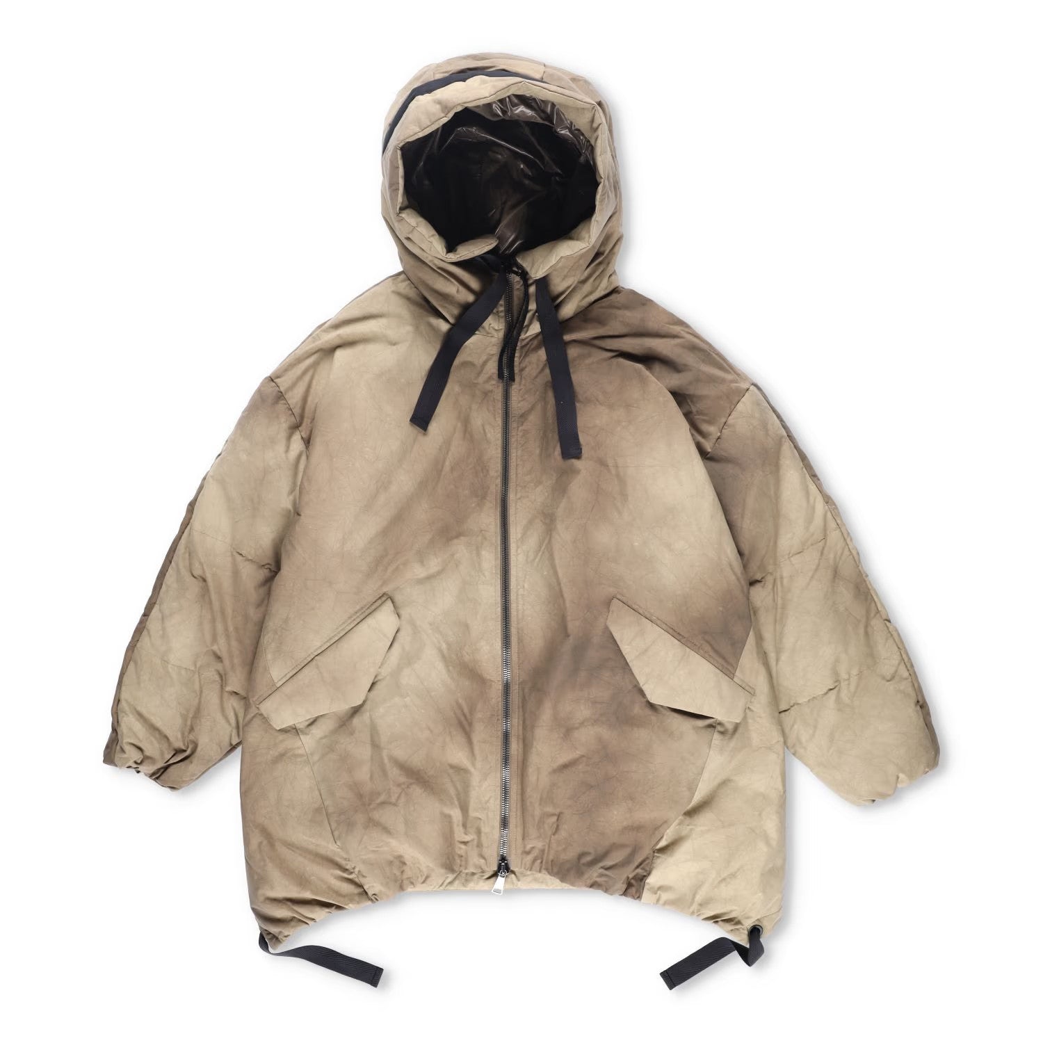 HOLDEN Mens Beige Hooded Puffer Jacket Nylon Polyamide Zip Closure S-M RRP 800