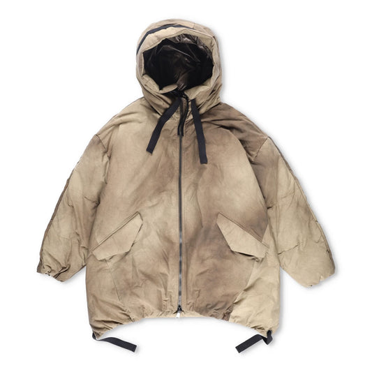 HOLDEN Mens Beige Hooded Puffer Jacket Nylon Polyamide Zip Closure S-M RRP 800