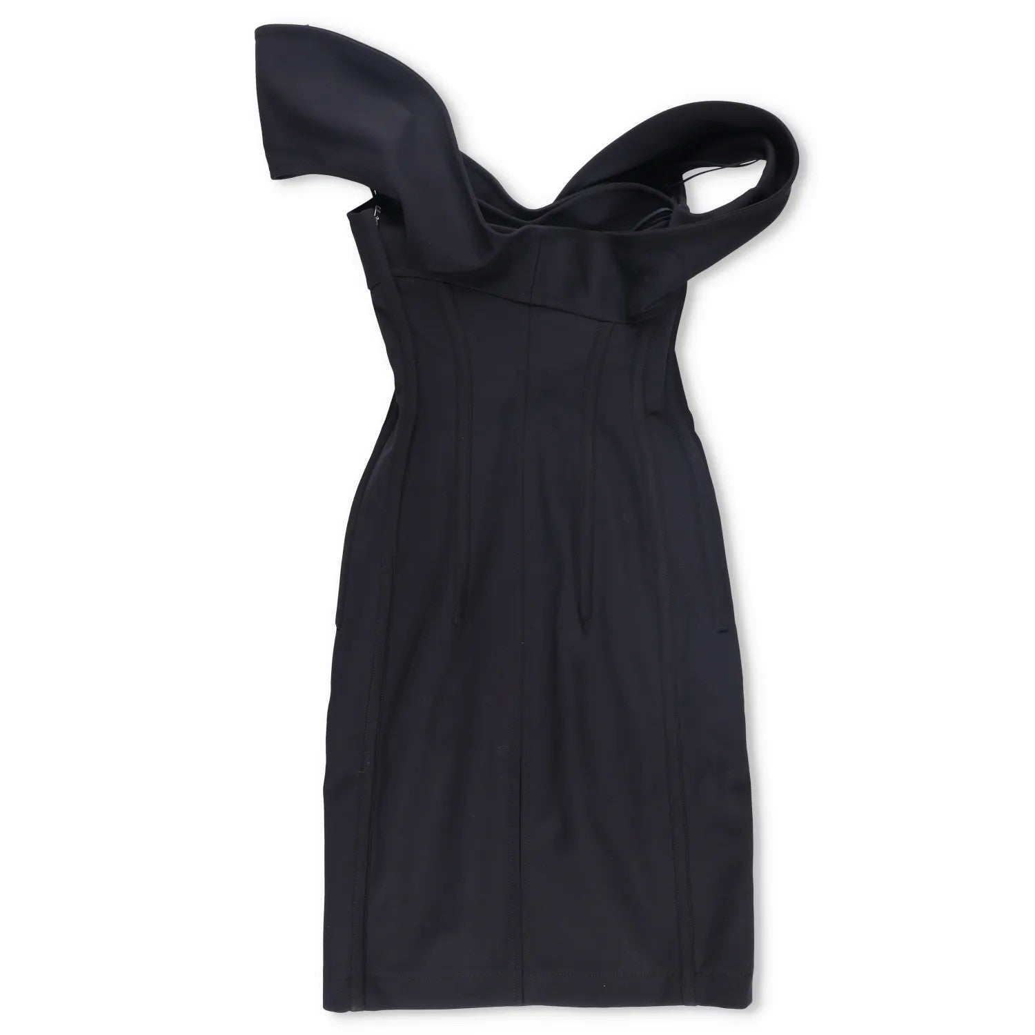 BOTTEGA VENETA Womens Midi Dress Sweetheart Double Layered Wool Black 38 RRP4479 — View 8