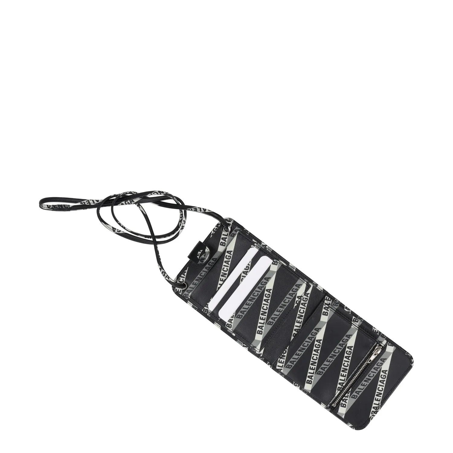 BALENCIAGA Womens Black Leather Crossbody Bag Logo Print Glossy Finish S RRP 525 — View 2