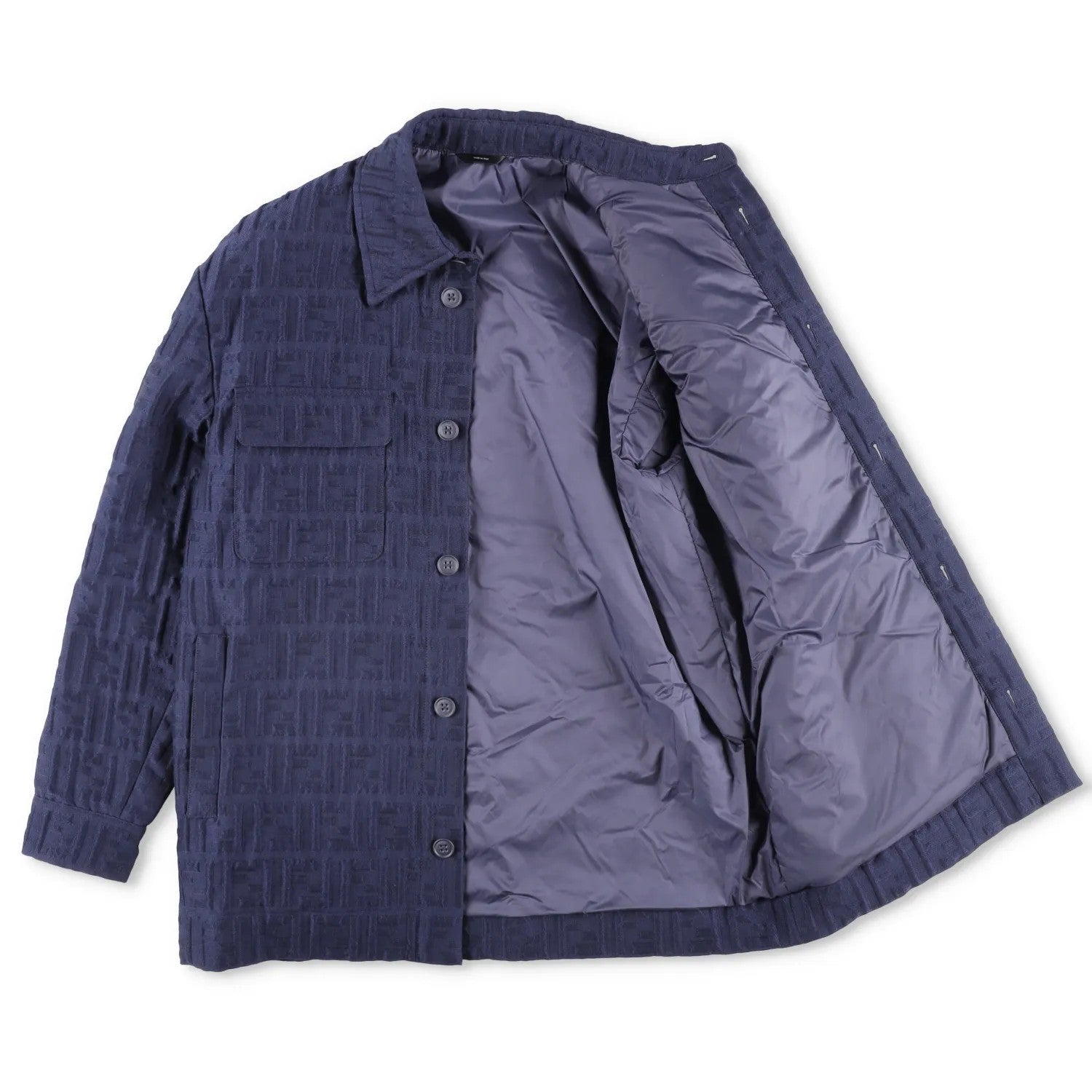 FENDI Mens Blouson Embossed Jacket Shirt Jacket Blue Knit Size 46 RRP 2150 — View 6