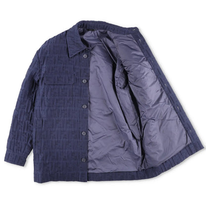 FENDI Mens Blouson Embossed Jacket Shirt Jacket Blue Knit Size 46 RRP 2150 — View 6