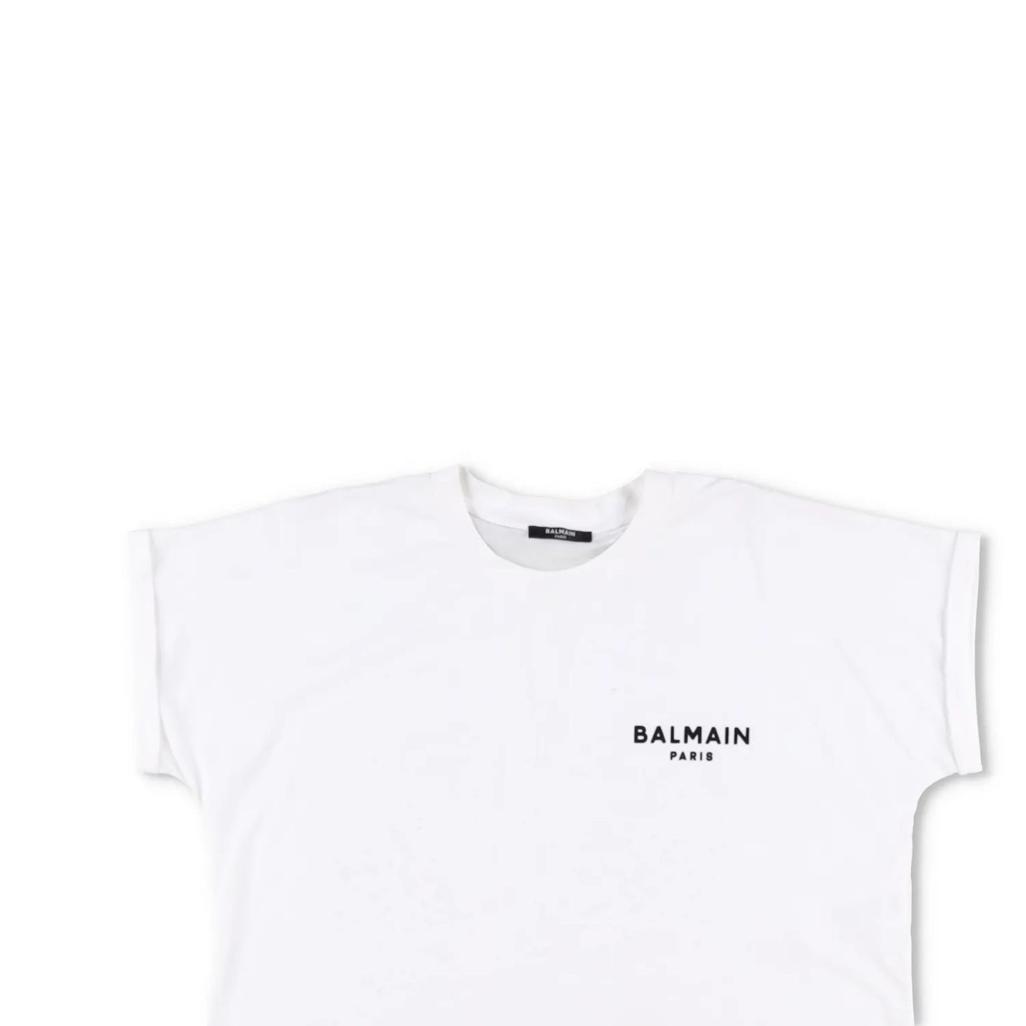 BALMAIN Womens Cropped T-Shirt Cotton Short Sleeve White Logo Size M RRP 350 — View 2