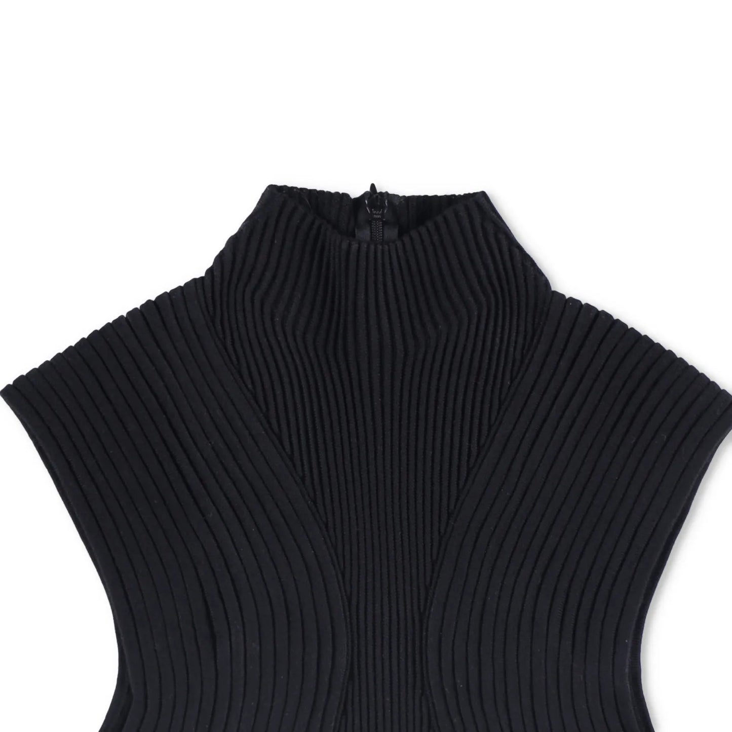 CHLOE Womens Tank Top Cropped High Neck Sleeveless Basic Black Size M RRP 600 — View 2