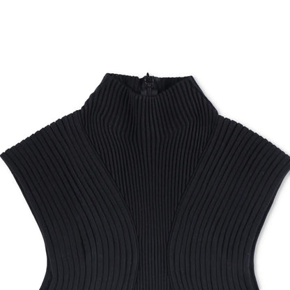CHLOE Womens Tank Top Cropped High Neck Sleeveless Basic Black Size M RRP 600 — View 2