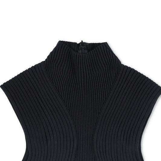 CHLOE Womens Tank Top Cropped High Neck Sleeveless Basic Black Size M RRP 600 — View 2