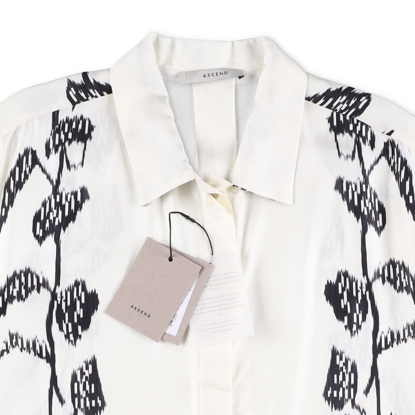 ASCENO Womens Montauk Shirt Ecru Vine Multi Short Sleeve Silk Twill M RRP 390 — View 5