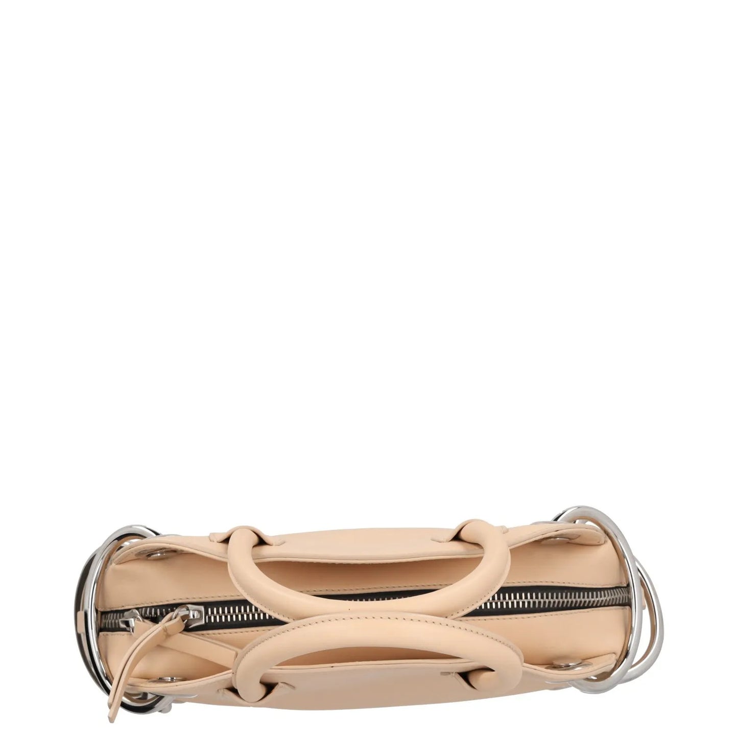 GIUSEPPE ZANOTTI Womens Handbag Beige Leather Eyelet Accents Matte M RRP 350 — View 9