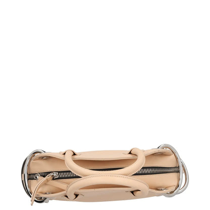 GIUSEPPE ZANOTTI Womens Handbag Beige Leather Eyelet Accents Matte M RRP 350 — View 9