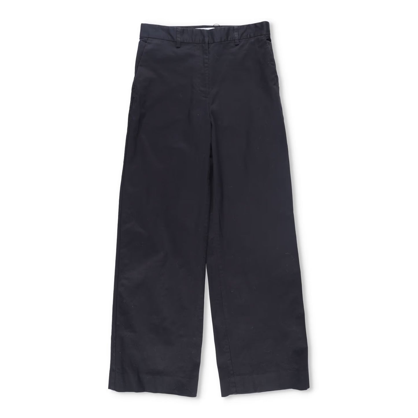 MATTEAU Womens Straight Twill Wide Leg Trousers Black Cotton Blend Size 3 RRP520