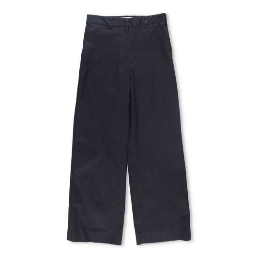 MATTEAU Womens Straight Twill Wide Leg Trousers Black Cotton Blend Size 3 RRP520