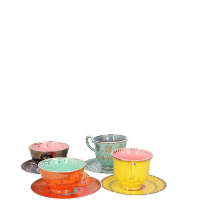 POLS POTTEN Set Of 4 Grandpa Tea Set Teacups and Saucers Multicoloured OS RRP115 — View 2