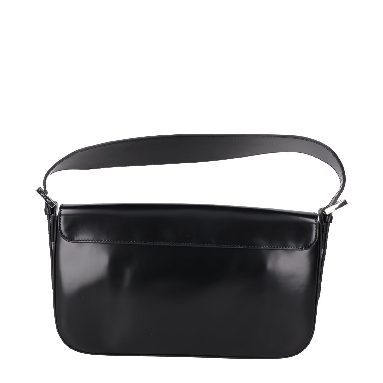 BY FAR Womens Manu Shoulder Bag Semi Patent Leather Black Silver OS RRP 410 — View 4