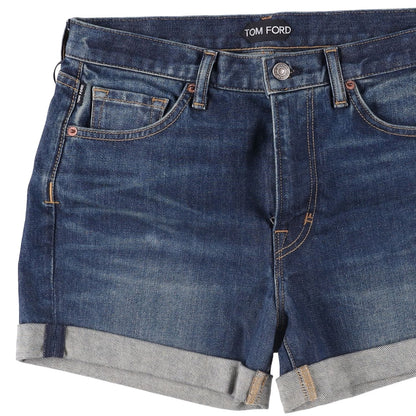 TOM FORD Womens Comfort Stone Washed Denim Shorts Blue Size 28 RRP 665 — View 4