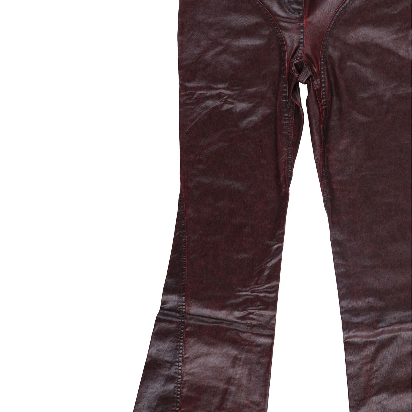 MUGLER Womens Jeans Flared Leg Denim Burgundy High Rise Size 40 RRP 770 — View 4