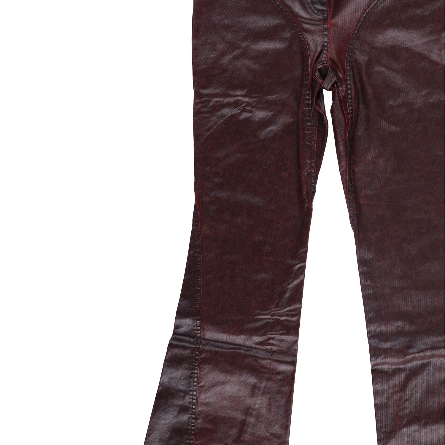 MUGLER Womens Jeans Flared Leg Denim Burgundy High Rise Size 40 RRP 770 — View 4