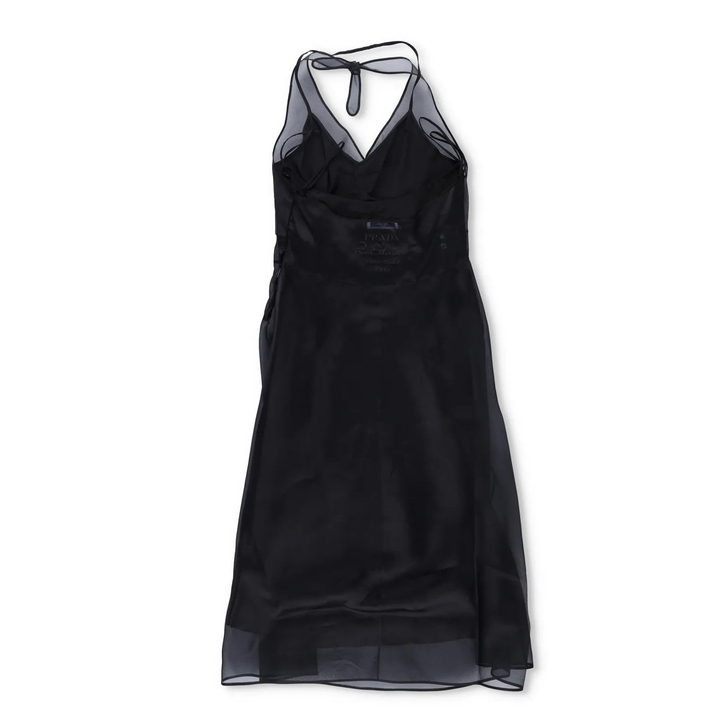 PRADA Womens Midi Dress Halter Neck Tie Sleeveless Re Edition Black 44 RRP 3060 — View 5